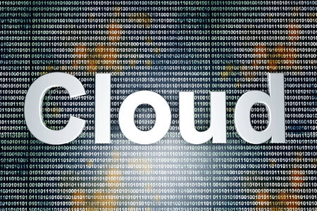 The word Cloud in front of a binary background.の写真素材