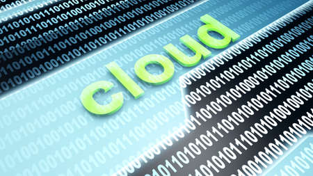 The word Cloud in front of a binary background.の写真素材