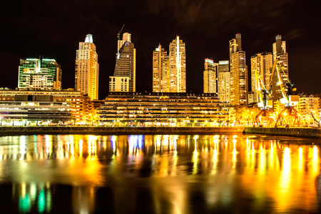 The famous neighborhood of Puerto Madero in Buenos Aires, Argentina at night.のeditorial素材