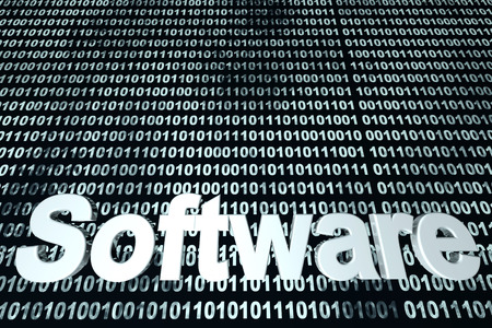 Binary code Software Development. 3D Illustration.の写真素材