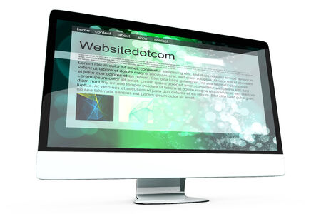 All in one Computer showing a generic website. 3d illustration. Isolated on white.の写真素材