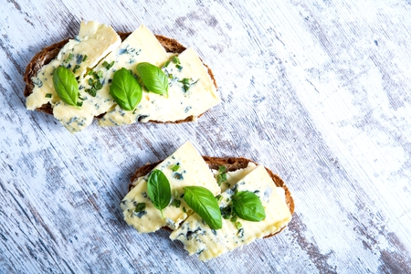 Sandwiches with Roquefort cheeseの写真素材