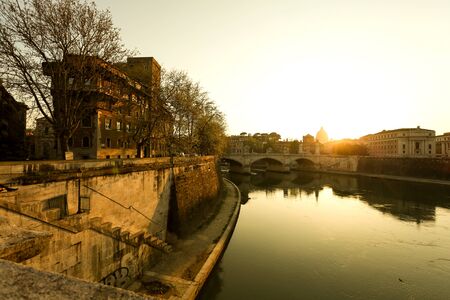 View over the river Tiber and the Vatican in Rome, Italy, Europe.の写真素材