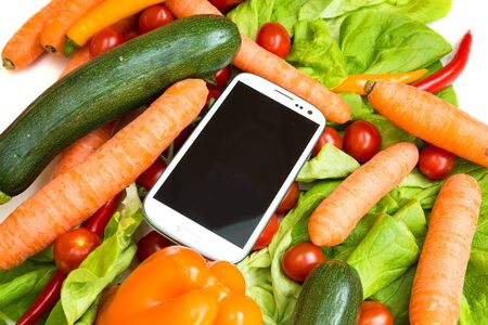 Vegetables and a Tablet PCの写真素材