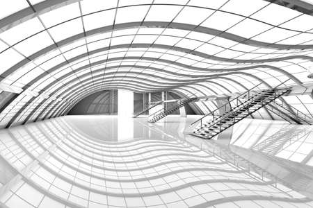 3D architecture visualization of a futuristic airport interior.の写真素材