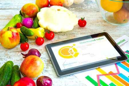 Healthy nutrition and tabletの写真素材