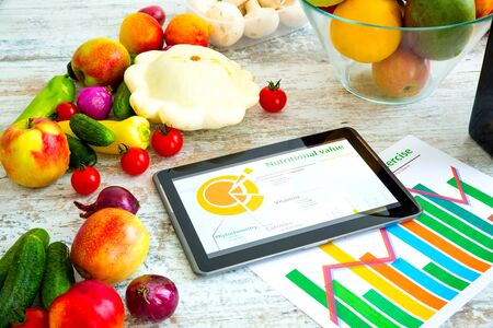 Healthy nutrition and tabletの写真素材