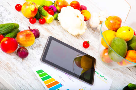 Healthy nutrition and tabletの写真素材