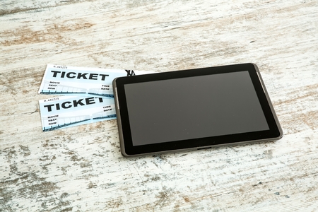 Buying cinema tickets onlineの写真素材