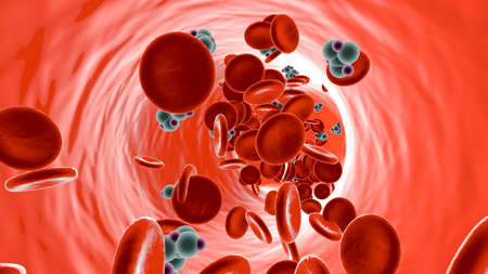 Glucose Molecules in a Bloodstream. 3D illustration.