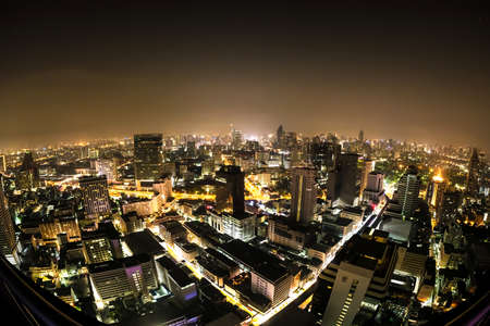 BANGKOK, THAILAND - JANUARY 18, 2016: View on the nightly skyline on January 18, 2016 in Bangkok,...