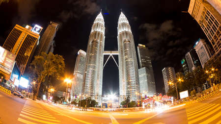 KUALA LUMPUR, MALAYSIA - FEBRUARY 07, 2016: View on the famous Petronas towers on February 07, 2016 in Kuala Lumpur, Malaysia.のeditorial素材