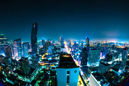 BANGKOK, THAILAND - JANUARY 18, 2016: View on the nightly skyline on January 18, 2016 in Bangkok,...