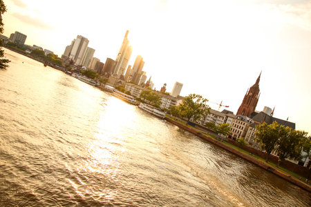 The skyline of Frankfurt am Main, Hessen, Germany, Europe.のeditorial素材