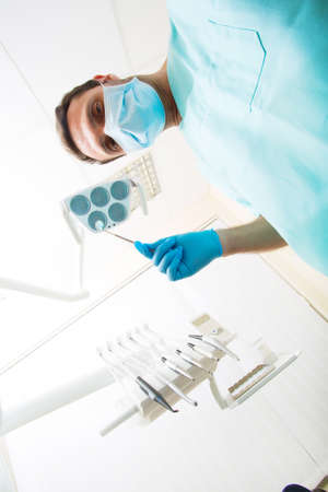 Inspection at the Dentist from the point of view of the patient.の写真素材