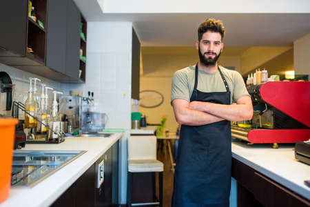 Portrait of a young barista manの写真素材