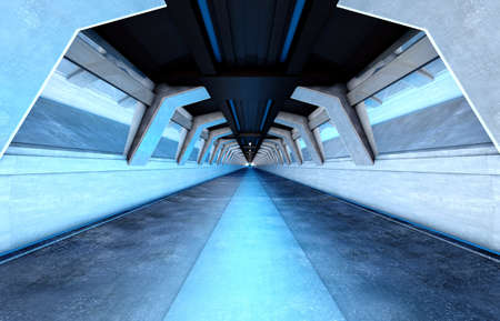A futuristic tunnel interior. 3D rendered Illustration.の写真素材