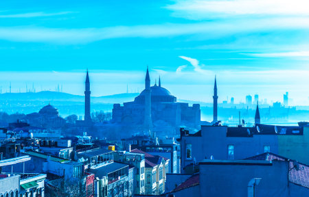 ISTANBUL, TURKEY - FEBRUARY 21: View on the famous Hagia Sophia on February 21, 2016 in Istanbul, Turkey.のeditorial素材