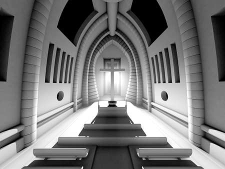 3D rendered Illustration of a Cathedral Interiorの写真素材