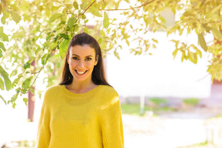 Portrait of a beautiful woman in Autumnの写真素材