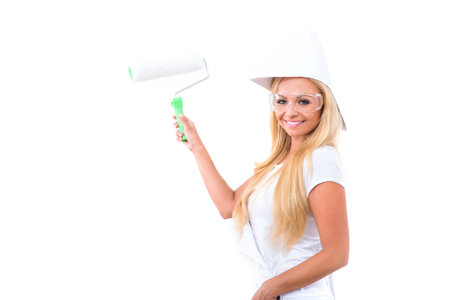 A beautiful young woman paintingの写真素材