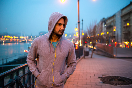 Young sportsman on the streetの写真素材