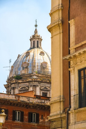 View on a historic church in Rome, Italy on a sunny day.の写真素材