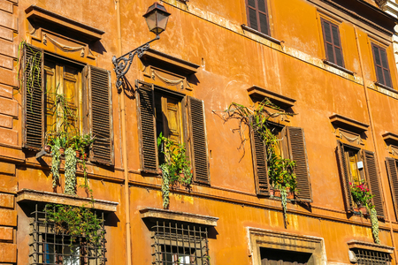 View on the historic architecture in Rome, Italy on a sunny day.の写真素材