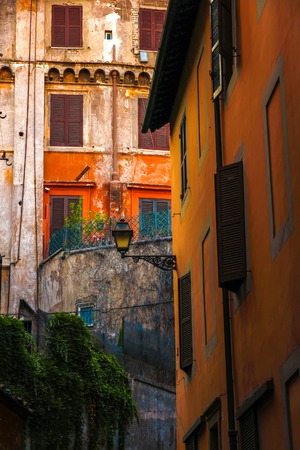 View on the historic architecture in Rome, Italy on a sunny day.の写真素材