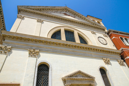 View on a historic church in Venice, Italy on a sunny day.の写真素材