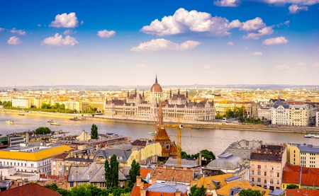 Panoramic view on the Parliament in Budapestのeditorial素材
