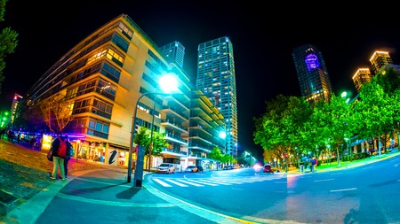 View on Traffic at night in Buenos Aires in Argentina