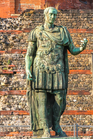 View on a historic statue in Torino, Italy on a sunny day.の写真素材