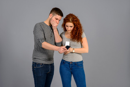 Nice young couple in the studio