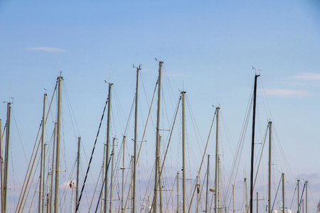View on the boats in the Le Vieux Port of Cannes, France on a sunny day.