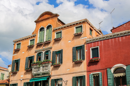 Historic architecture with old medieval buildings in Venice, Italy, Europe.の写真素材