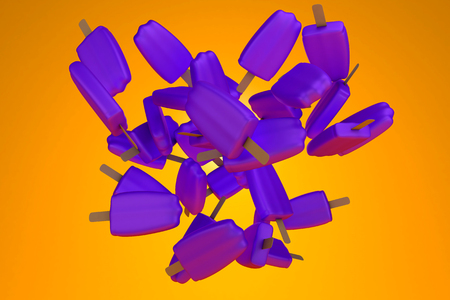 3D rendered illustration of Blueberry ice cream on a stick.