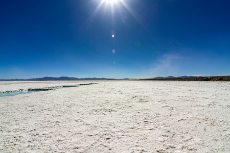 Landscape view of Salt Lake in Salta, Argentina on a sunny day.の写真素材