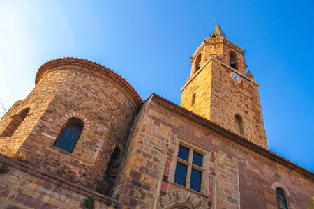 View on the bell tower of the Frejus Cathedral on a sunny day.の写真素材