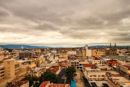 Landscape view of the city of Salta, Argentina on a cloudy day.の写真素材