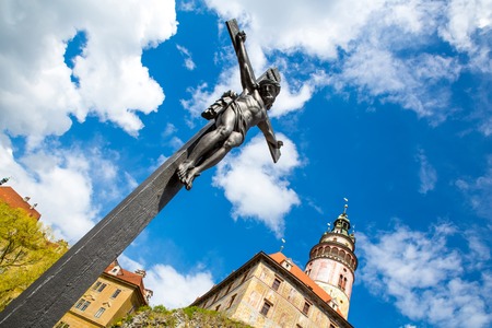 Christ on the cross in Cesky Krumlovの写真素材