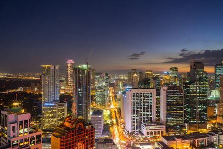 MANILA, PHILIPPINES - CIRCA MARCH 2018: View on the Skyline of Makati circa March, 2018 in Manila, Philippines.のeditorial素材