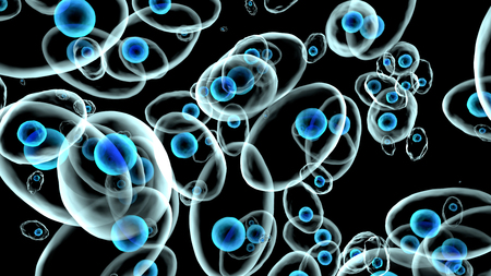 3D rendered Illustration of living cells under the microscope.