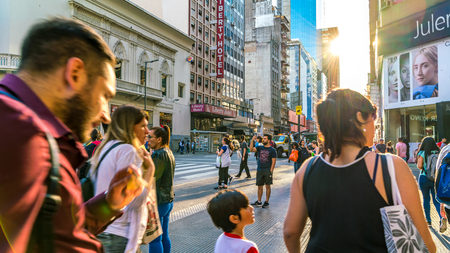 View on the People passing by in downtown Buenos Airesのeditorial素材