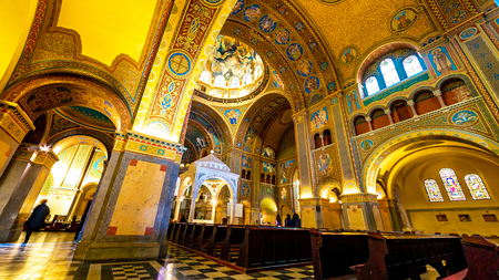 View on visitors in the Cathedral in Szegedのeditorial素材