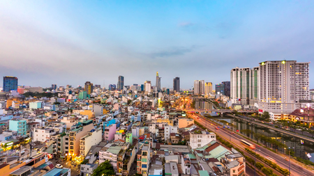 View on the skyline of Ho Chi Minh Cityのeditorial素材