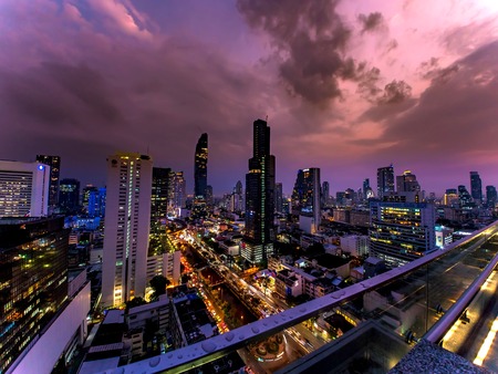 Skyline of Bangkok during duskのeditorial素材