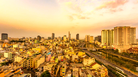 View on the skyline of Ho Chi Minh Cityのeditorial素材