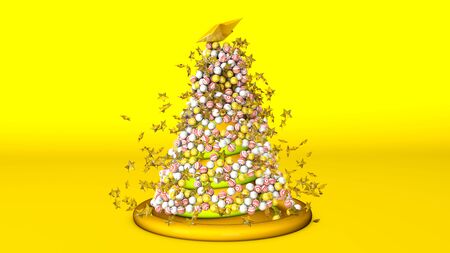 3D rendered Illustration of a fancy Christmas tree.