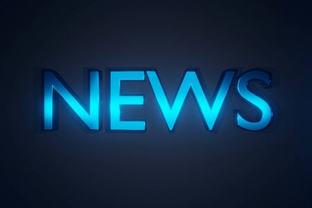 3D Illustration of the word News in blue metal letters..の写真素材